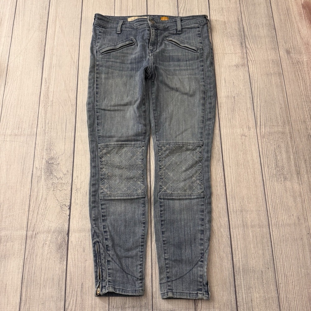 Pilcro And The Letterpress No 30 Moto Skinny Jeans Womens 30 Gray Zip Ankle